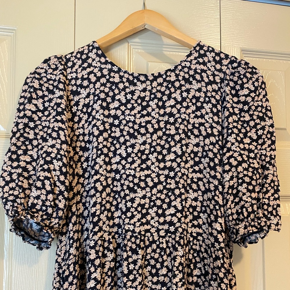 Zara floral maxi dress with puffed sleeves, L